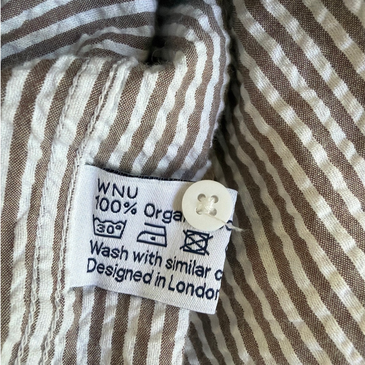 Wnu Shirt Seersucker The Weekend Size M Taupe White — image 4 of 5